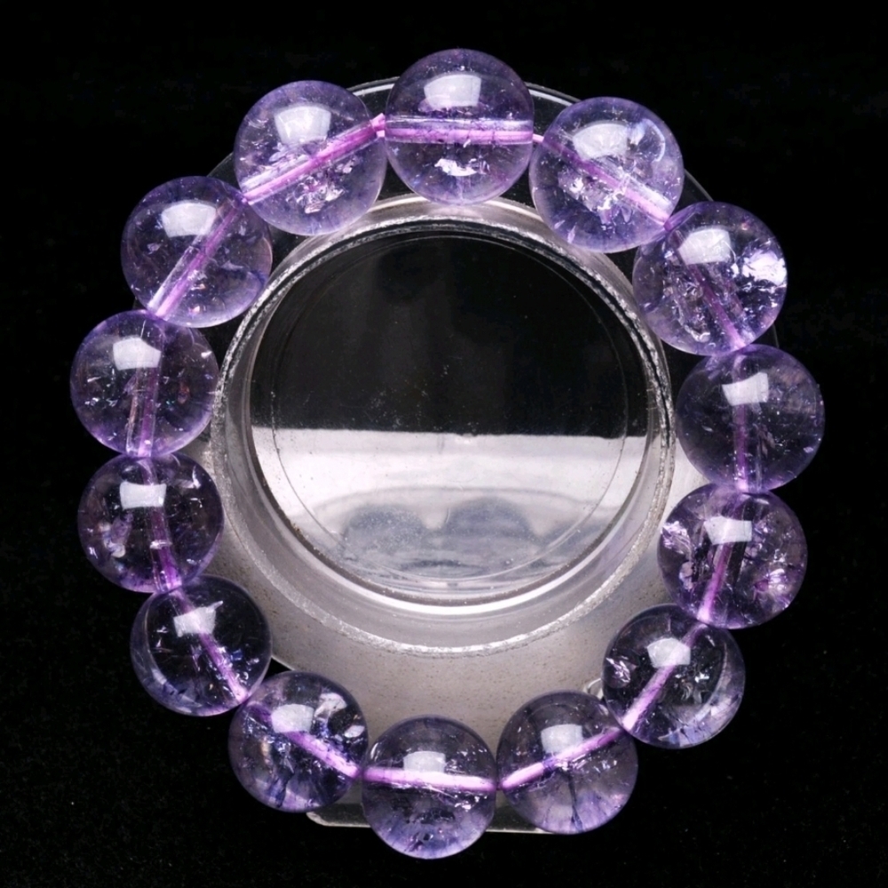 16mm Genuine Natural Purple Super 7 Seven Lepidocrocite Quartz Beaded Bracelet